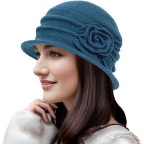 Winter Cloche 100% Wool Bucket Hat for Women Elegant Dress 1920s Vintage Fedora Hats Church Derby Party Fashion