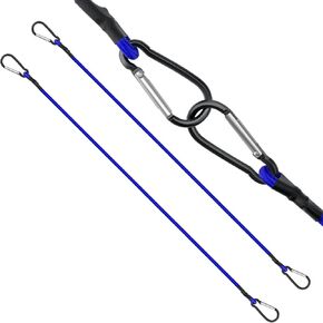 2PCS 24 Inch Bungee Cord with Aluminum Alloy Hook，Superior Rubber Heavy Duty Straps Strong Elastic Rope with Clip for Camping, Tarps, Bike Rack, Car, Included A Drawstring Bag