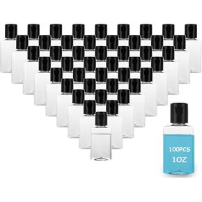 100 Pack Empty Hand Sanitizer Bottles 1oz Empty Travel Size Bottles, Mini Hand Sanitizer Bulk 100 Count, Refillable Containers for Travel Business Trip for Shower Gel, Face Creams