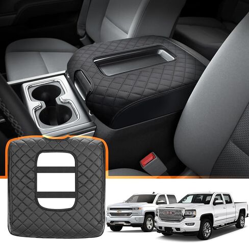 غطاء وحدة التحكم المركزية لملحقات Chevy Silverado GMC Sierra 2019-2024 لحماية مركزك من الأذى مناسب فقط لغطاء مسند الذراع الجلدي لوحدة التحكم في مقعد القفز | حافظ على المظهر الجديد لشاحنتك | in Saudi Arabia