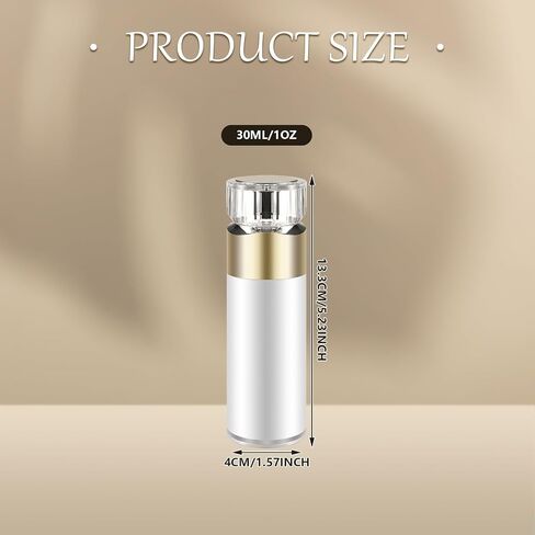 Pure White Style Vacuum Pump Bottle Emulsion Bottle Acrylic Electroplating Vacuum Cream Bottle Suitable for Foundation Emulsion Shampoo Diamond Transparent Belt Cover Gold (1Pack 15ml/0.5oz) in Saudi Arabia