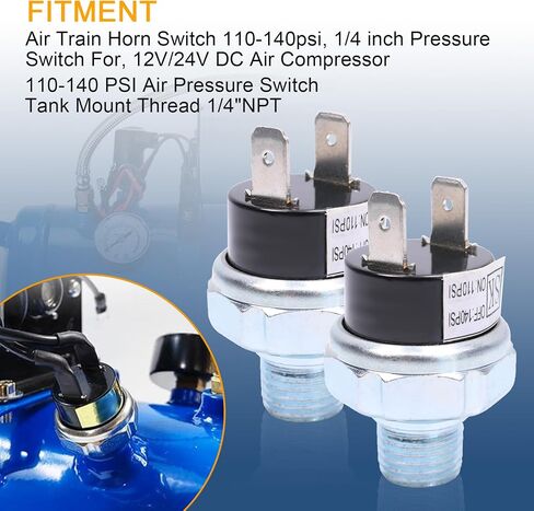 2PCS 165-200psi Air Pressure Switch Tank Mount Thread 1/4"NPT 12V/24V DC 165-200 PSI Air Compressor Tank Pressure Control Switch Air Train Horn Switch Valve 1/4 inch in Saudi Arabia