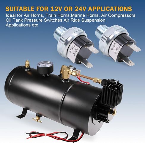 2PCS 165-200psi Air Pressure Switch Tank Mount Thread 1/4"NPT 12V/24V DC 165-200 PSI Air Compressor Tank Pressure Control Switch Air Train Horn Switch Valve 1/4 inch in Saudi Arabia