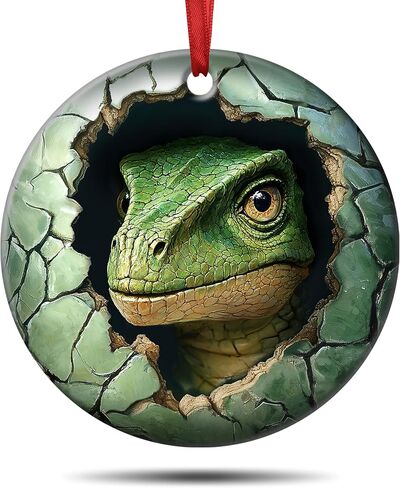 زينة عيد الميلاد على شكل ديناصور لطيف بتأثير ثلاثي الأبعاد - زخرفة T-Rex للأولاد، لمحبي الديناصورات، زينة فريدة لشجرة العطلات in Saudi Arabia