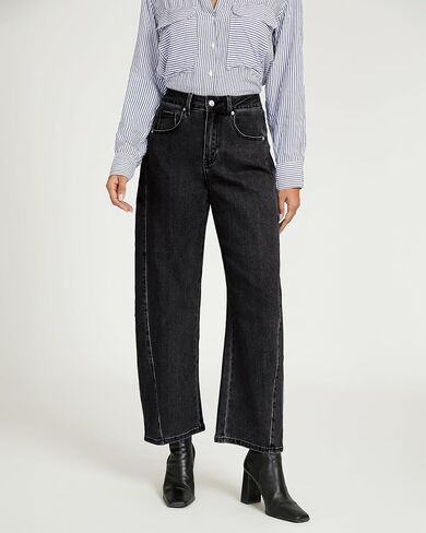 luvamia Barrel Jeans for Women High Waisted Trendy Baggy Stretch Denim Side Seamed Trouser Jeans Loose Fit Jean Pants in Saudi Arabia