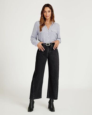 luvamia Barrel Jeans for Women High Waisted Trendy Baggy Stretch Denim Side Seamed Trouser Jeans Loose Fit Jean Pants in Saudi Arabia