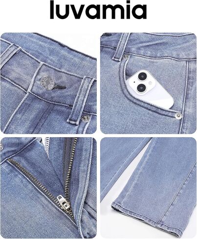 Luvamia برميل جينز للنساء عالي الخصر عصري فضفاض قابل للتمدد من قماش الدنيم ذو خياطة جانبية بنطلون جينز فضفاض مناسب in Kuwait