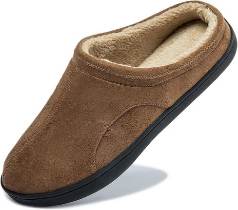 Men's Warm Fuzzy Memory Foam Suede Plush Fleece Lined House Slippers Winter Bedroom Clog Slip On Fluffy Shoes Outdoor and Indoor in Saudi Arabia