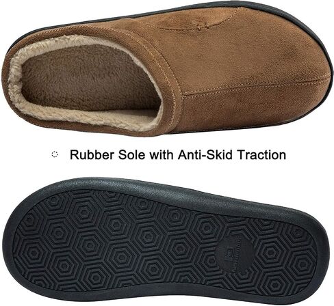 Men's Warm Fuzzy Memory Foam Suede Plush Fleece Lined House Slippers Winter Bedroom Clog Slip On Fluffy Shoes Outdoor and Indoor in Saudi Arabia