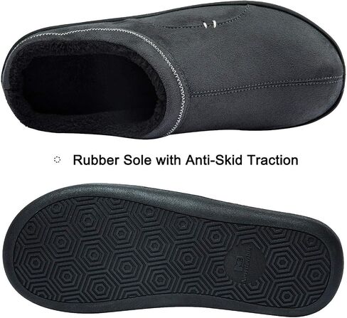 Men's Warm Fuzzy Memory Foam Suede Plush Fleece Lined House Slippers Winter Bedroom Clog Slip On Fluffy Shoes Outdoor and Indoor in Saudi Arabia