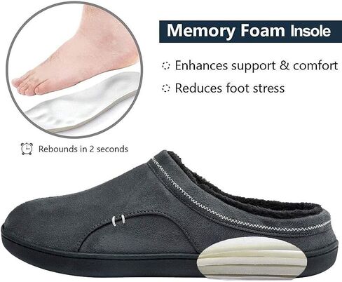 Men's Warm Fuzzy Memory Foam Suede Plush Fleece Lined House Slippers Winter Bedroom Clog Slip On Fluffy Shoes Outdoor and Indoor in Saudi Arabia