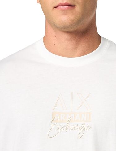 تي شيرت رجالي من Armani Exchange مصنوع من القطن المطرز بشعار الفأس مريح in Kuwait