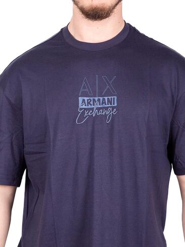 تي شيرت رجالي من Armani Exchange مصنوع من القطن المطرز بشعار الفأس مريح in Kuwait