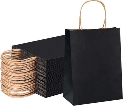 Moretoes 35pcs Gift Bags, Paper Bag with Handles, 7.1x3.6x9.3in, White Paper Bags Bulk Medium Size, Shopping Bags, Retail Bags, Kraft Paper Bags for Party, Businesses in Kuwait