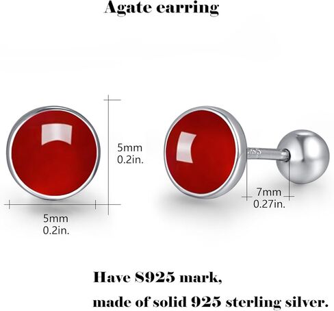TANGPOET 5MM أقراط صغيرة للنساء 925 الفضة الاسترليني جولة دائرة المسمار تويست الظهر الأقراط القرط هيبوالرجينيك للآذان الحساسة مقلد الأحجار الكريمة والمجوهرات هدية لها in Kuwait