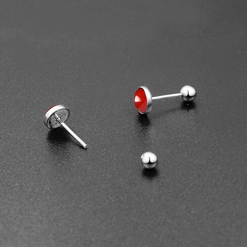 TANGPOET 5MM أقراط صغيرة للنساء 925 الفضة الاسترليني جولة دائرة المسمار تويست الظهر الأقراط القرط هيبوالرجينيك للآذان الحساسة مقلد الأحجار الكريمة والمجوهرات هدية لها in Kuwait