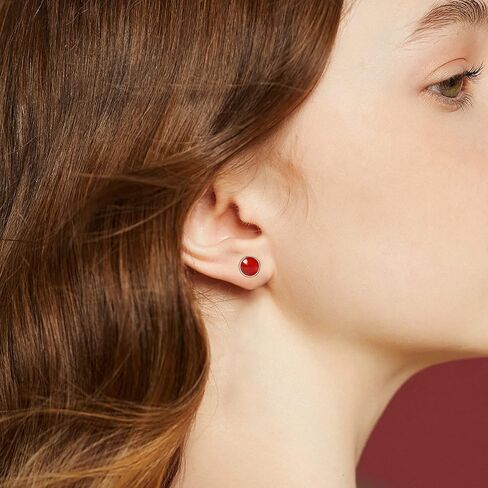 TANGPOET 5MM أقراط صغيرة للنساء 925 الفضة الاسترليني جولة دائرة المسمار تويست الظهر الأقراط القرط هيبوالرجينيك للآذان الحساسة مقلد الأحجار الكريمة والمجوهرات هدية لها in Kuwait