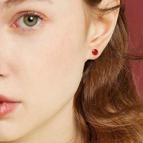 TANGPOET 5MM أقراط صغيرة للنساء 925 الفضة الاسترليني جولة دائرة المسمار تويست الظهر الأقراط القرط هيبوالرجينيك للآذان الحساسة مقلد الأحجار الكريمة والمجوهرات هدية لها in Kuwait