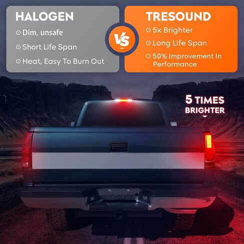 ضوء خلفي Tresound + مصباح شحن الفرامل الثالث الثالث لسيارة Dodge Ram 1500 1994-2001، Ram 2500 3500 1994-2002، ضوء إيقاف عالٍ خلفي LED مجموعة الضوء الخلفي غطاء كروم عدسة شفافة in Kuwait