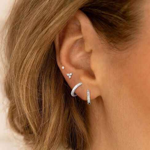 Sanfenly Small Gold Silver Hoop Stud Earrings for Women Flat Back Earrings Hypoallergenic Surgical Stainless Steel Earrings for Sensitive Ears Flatback Huggie Cartilage Earrings Butterfly Flower Ear Piercing Earrings Set in Saudi Arabia