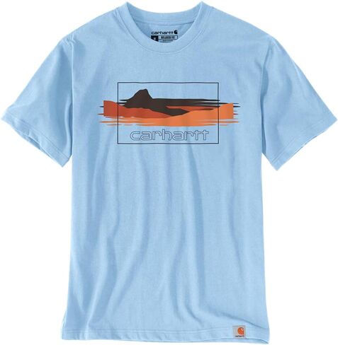 Carhartt Men's 106150 Relaxed Fit Heavyweight Short-Sleeve Mountain Graphic T-S - 2X-Large Regular - Fog Blue in Saudi Arabia