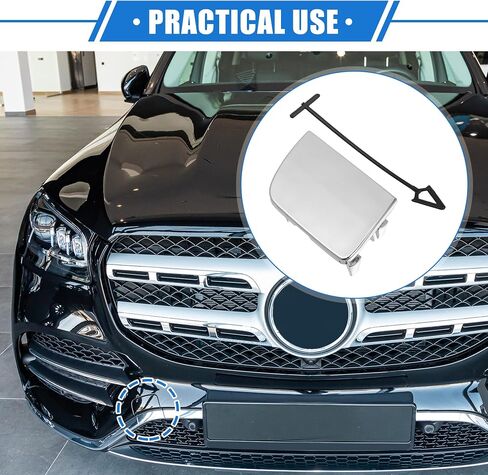 Car Tow Hook Eye Hole Cover Cap Compatible for Mercedes-Benz GLS 450 2017-2019, Durable Plastic Silver Tone Rear Bumper in Saudi Arabia