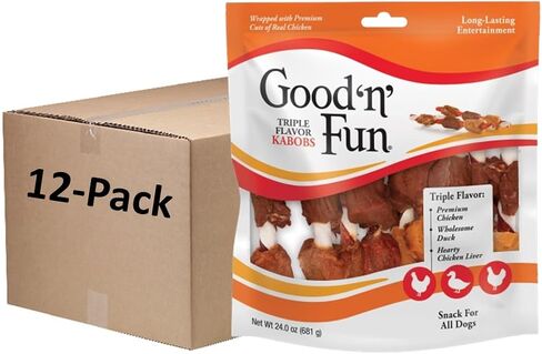 Good 'n' Fun Triple Flavor Colossal Kabobs, 3 Count, Treat Extra-Large Dogs to Long-Lasting Rawhide Chews in Kuwait
