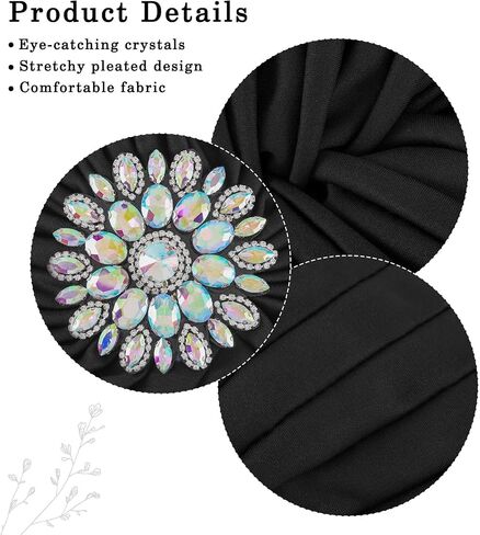 Bohend Rhinestone Turban Hat for Women Stretch Headwarp Pre Tied Head Cover Bonnet Muslim Crysta Pleated Headscarf Hat in Saudi Arabia