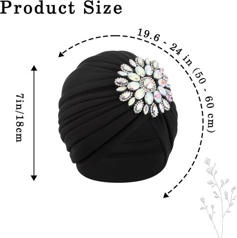 Bohend Rhinestone Turban Hat for Women Stretch Headwarp Pre Tied Head Cover Bonnet Muslim Crysta Pleated Headscarf Hat in Saudi Arabia