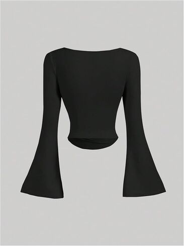 Floerns Women's Casual Bell Long Sleeve T Shirts Ruched Asymmetrical Hem Tee Shirts in Saudi Arabia