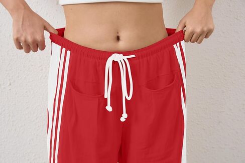 Hudson Canyon Striped Pants for Women Wide Leg Drawstring Waist High Rise Pant Baggy Casual Sweatpants with Pockets in Saudi Arabia