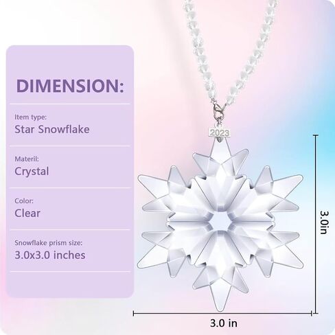 2023 Annual Edition Snowflake Clear Crystal Christmas Ornament, Fancyoung Snowflake Ornaments Christmas Tree Hanging Pendant Decorative Hanging Ornaments in Saudi Arabia