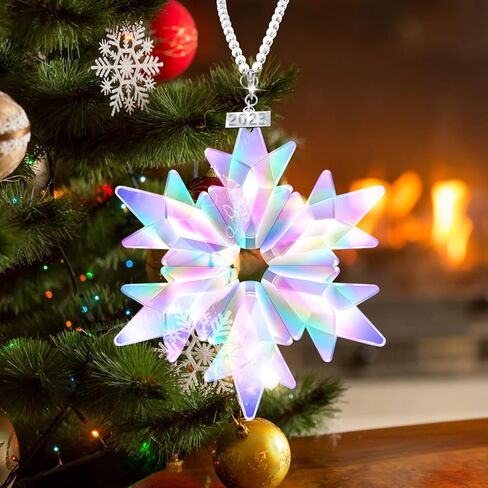 2023 Annual Edition Snowflake Clear Crystal Christmas Ornament, Fancyoung Snowflake Ornaments Christmas Tree Hanging Pendant Decorative Hanging Ornaments in Saudi Arabia
