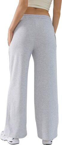 DITOK Baggy Sweatpants for Women, Comfy Straight Wide Leg Fleece Elastic Waist, Women's Workout Casual Lounge Ladies Pants in Kuwait