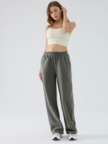 DITOK Baggy Sweatpants for Women, Comfy Straight Wide Leg Fleece Elastic Waist, Women's Workout Casual Lounge Ladies Pants in Kuwait