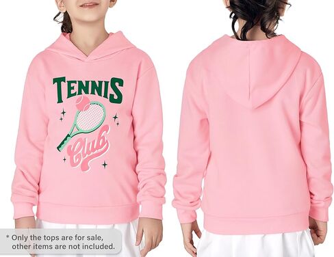 سويت شيرت أنيق بقلنسوة باللون الوردي الكرزي للفتيات الصغيرات والكبيرات - قميص بلوفر ناعم بأكمام طويلة مقاس 6-18 in Kuwait