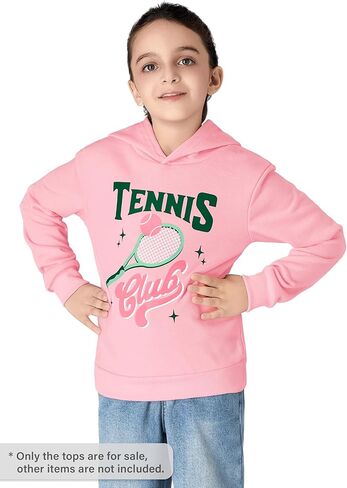 سويت شيرت أنيق بقلنسوة باللون الوردي الكرزي للفتيات الصغيرات والكبيرات - قميص بلوفر ناعم بأكمام طويلة مقاس 6-18 in Kuwait