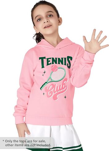 سويت شيرت أنيق بقلنسوة باللون الوردي الكرزي للفتيات الصغيرات والكبيرات - قميص بلوفر ناعم بأكمام طويلة مقاس 6-18 in Kuwait