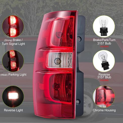 مجموعة مصابيح الذيل متوافقة مع 2007-2014 Chevy Suburban Chevy Tahoe 1500 2500 المصابيح الخلفية مع المصابيح والحزام OE Style Driver Side GM2800196 in Kuwait