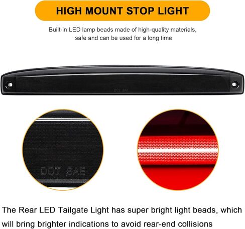 استبدال ضوء الباب الخلفي LED لـ 2003-2006 Ram 2500/3500 لاقط عجلة مزدوج، شريط ضوء الفرامل الخلفي للعدسة المدخنة استبدال OE 05086509AA in Kuwait