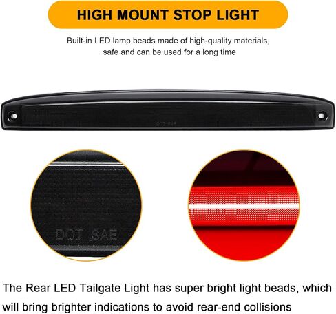 Rear LED Tailgate Light Replacement for 2003-2006 Ram 2500/3500 Dually Wheel Pickup, Smoked Lens Back Brake Light Bar Replace OE 05086509AA in Saudi Arabia