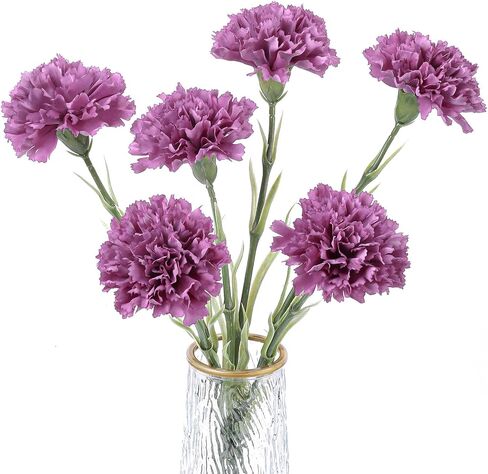 DuHouse 6pcs Carnations Artificial Flowers Latex Carnation Flowers,Real Touch Carnations with Stems for Wedding Party Office Home Decor(Blush) in Kuwait