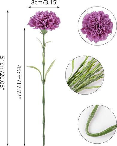 DuHouse 6pcs Carnations Artificial Flowers Latex Carnation Flowers,Real Touch Carnations with Stems for Wedding Party Office Home Decor(Blush) in Kuwait
