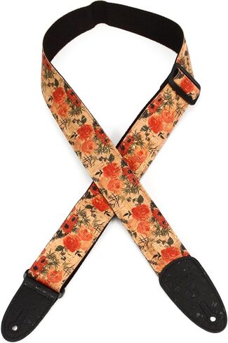 Levy's Leathers 2" Wide Vegan Friendly Natural Cork on Cotton Webbing Guitar Strap; Black (MX8-BLK) in Saudi Arabia