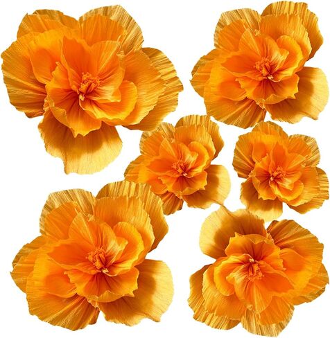 Orange Paper Flowers Decorations for Wall, Tissue Paper Flowers 3D Flowers Wall Décor for Bridal Shower Photo Backdrop Wedding Birthday Room Decor, 2 Pieces Each of 12", 10", and 8" in Saudi Arabia