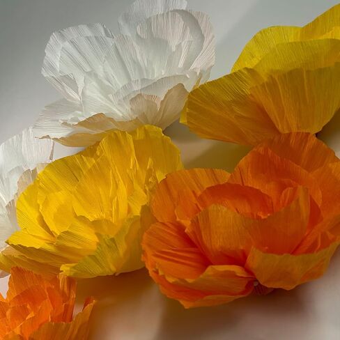 Orange Paper Flowers Decorations for Wall, Tissue Paper Flowers 3D Flowers Wall Décor for Bridal Shower Photo Backdrop Wedding Birthday Room Decor, 2 Pieces Each of 12", 10", and 8" in Saudi Arabia