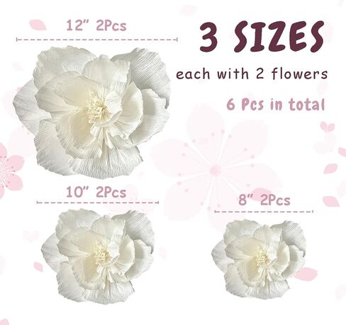 Orange Paper Flowers Decorations for Wall, Tissue Paper Flowers 3D Flowers Wall Décor for Bridal Shower Photo Backdrop Wedding Birthday Room Decor, 2 Pieces Each of 12", 10", and 8" in Saudi Arabia
