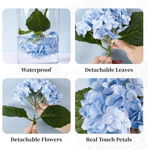 4 Pcs Hydrangea Artificial Flowers, Latex Real Touch Hydrangeas Lifelike Fake Hydrangea Flowers for Home Party Arrangements Wedding Bouquets Table Centerpieces Decor (2Dark Green&2Light Green) in Kuwait