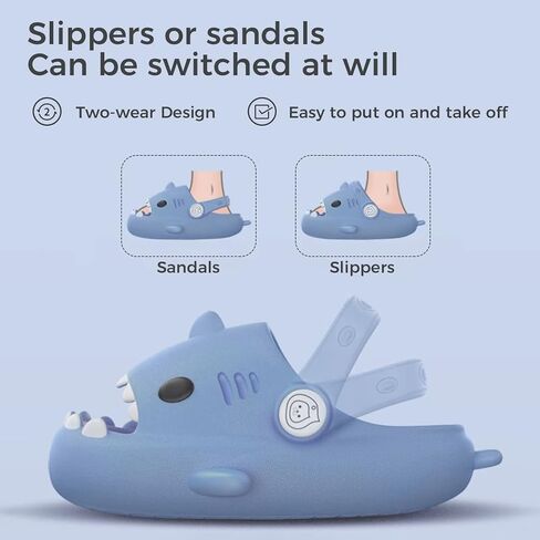 صنادل سمك القرش للأطفال غير قابلة للانزلاق مفتوحة من الأمام للأطفال الصغار، صنادل سمك القرش للأولاد والبنات، شباشب سحابة كرتونية لطيفة للشاطئ وحمام السباحة والصيف والخارج والداخلي رمادي 13-13.5 طفل صغير in Kuwait