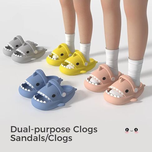 صنادل سمك القرش للأطفال غير قابلة للانزلاق مفتوحة من الأمام للأطفال الصغار، صنادل سمك القرش للأولاد والبنات، شباشب سحابة كرتونية لطيفة للشاطئ وحمام السباحة والصيف والخارج والداخلي رمادي 13-13.5 طفل صغير in Kuwait